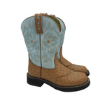 ARIAT FATBABY WESTERN BOOTS BROWN BLUE 8