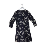 THEORY FLORAL 3/4 SLEEVE DESIGNER DRESS NAVY WHITE 8