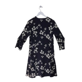 THEORY FLORAL 3/4 SLEEVE DESIGNER DRESS NAVY WHITE 8