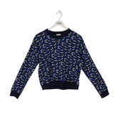 KENZO RET$300 LOGO LONG SLEEVE DESIGNER SWEATER BLUE WHITE MEDIUM
