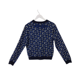 KENZO RET$300 LOGO LONG SLEEVE DESIGNER SWEATER BLUE WHITE MEDIUM