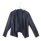ZARA BASIC FAUX LEATHER DRAPE BLAZER NAVY XLARGE