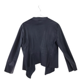ZARA BASIC FAUX LEATHER DRAPE BLAZER NAVY XLARGE