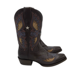 ARIAT WESTERN SQUARE TOE BOOTS BROWN BLUE 8.5B