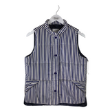 FREE ASSEMBLY STRIPE QUILTED SNAP VEST WHITE BLUE XSMALL