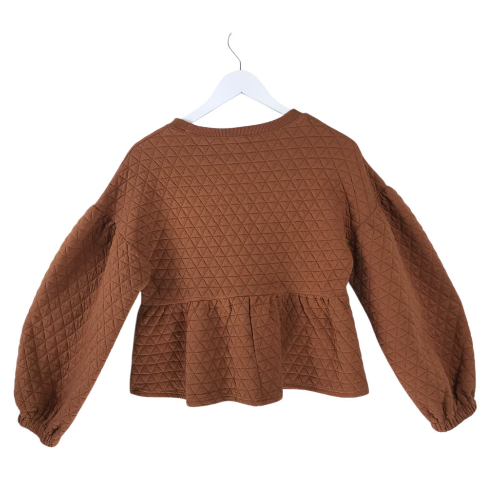 NEW IN QUILTED LONG SLEEVE SWEATER BROWN SMALL