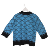 MING WANG 3/4 SLEEVE DESIGNER CARDIGAN BLUE BLACK MEDIUM