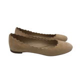 CHLOE SCALLOPED "LAUREN" SUEDE FLATS DESIGNER SHOES TAN 38