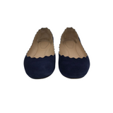 CHLOE SCALLOPED "LAUREN" SUEDE FLATS DESIGNER SHOES BLUE 38