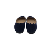 CHLOE SCALLOPED "LAUREN" SUEDE FLATS DESIGNER SHOES BLUE 38