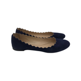 CHLOE SCALLOPED "LAUREN" SUEDE FLATS DESIGNER SHOES BLUE 38