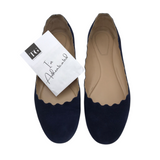 CHLOE SCALLOPED "LAUREN" SUEDE FLATS DESIGNER SHOES BLUE 38