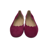 CHLOE SCALLOPED "LAUREN" SUEDE FLATS DESIGNER SHOES CRANBERRY 38