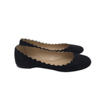 CHLOE SCALLOPED "LAUREN" SUEDE FLATS DESIGNER SHOES BLACK 38