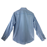 BUGATCHI PLAID LONG SLEEVE MEN SHIRT BLUE GRAY MEDIUM