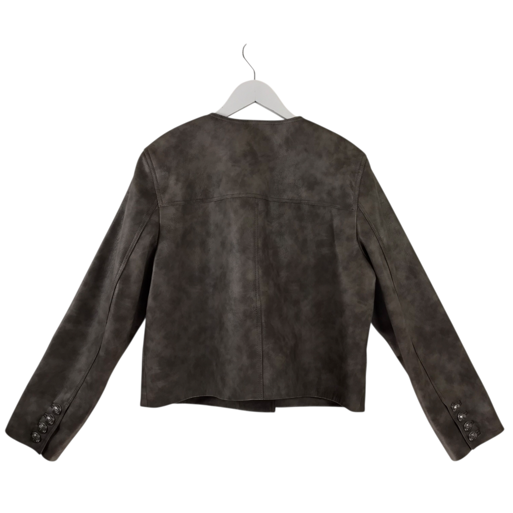 KOBI HALPERIN NWT$398 FAUX LEATHER DESIGNER JACKET GRAY LARGE