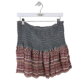 VERONICA BEARD 100% SILK TIERED MINI DESIGNER SKIRT BLACK RED 8