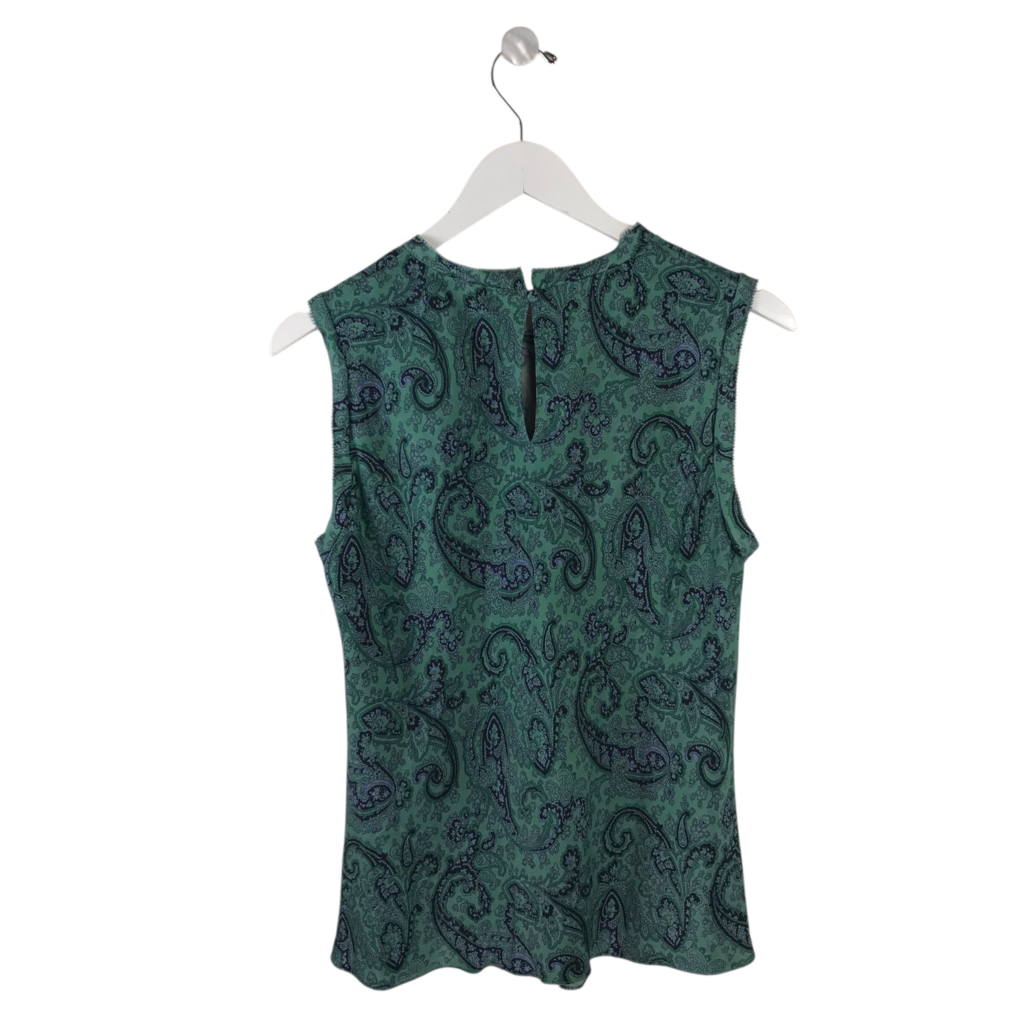 REBECCA TAYLOR SILK BLEND DESIGNER TOP GREEN BLUE 8