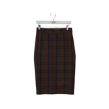 ICHI PLAID PENCIL SKIRT BROWN NAVY SMALL