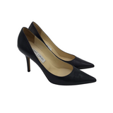 JIMMY CHOO LEATHER POINTY PUMPS DESIGNER SHOES BLACK 38