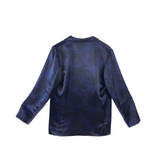 ATM RET$550 SATIN SINGLE-BUTTON DESIGNER BLAZER NAVY BLACK MEDIUM