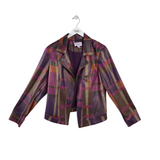 JOSEPH RIBKOFF NWT$265 PLAID ZIP DESIGNER BLAZER BROWN PURPLE X LARGE