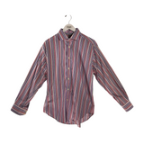 THOMAS DEAN STRIPE LONG SLEEVE MEN SHIRT PINK BLUE MEDIUM