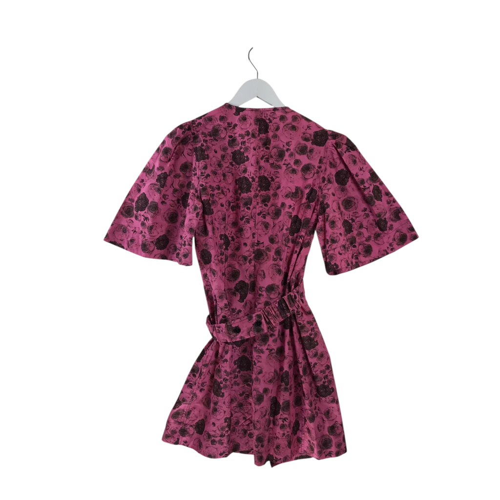 GANNI WRAP MINI DESIGNER DRESS PINK SMALL