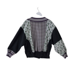 FREE PEOPLE PRINT LONG SLEEVE SWEATER PURPLE WHITE SMALL