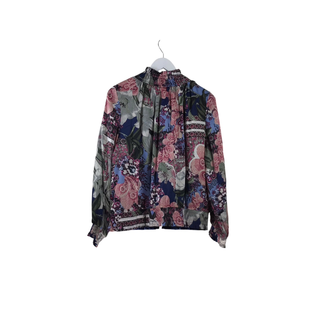 CHICO'S NWT PRINT ZIP JACKET PINK BLUE 1