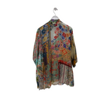 JOHNNY WAS RET$275 FLORAL 3/4 SLEEVE DESIGNER KIMONO MULTI MEDIUM