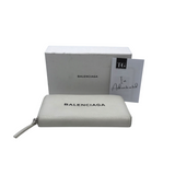 BALENCIAGA CONTINENTAL ZIP-AROUND LUXE WALLET WHITE