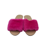 LOEFFLER RANDALL SHEARLING SLIDE SHOES PINK 9.5