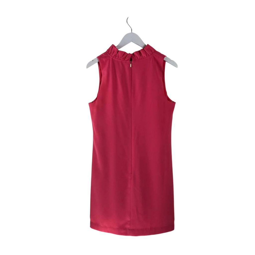 TRINA TURK RUFFLE SLEEVELESS DESIGNER DRESS PINK MEDIUM