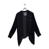 JOHNNY WAS VELOUR EMBROIDERED DESIGNER CARDIGAN BLACK MEDIUM