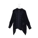 JOHNNY WAS VELOUR EMBROIDERED DESIGNER CARDIGAN BLACK MEDIUM