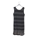 ST JOHN KNIT PRINT SLEEVELESS DESIGNER DRESS WHITE BLACK 10