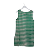 ST JOHN KNIT PRINT SLEEVELESS DESIGNER DRESS GREEN WHITE 10