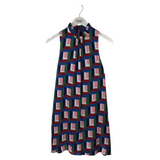 COREY LYNN CALTER NWT HALTER PRINT DESIGNER DRESS GREEN BLUE SMALL