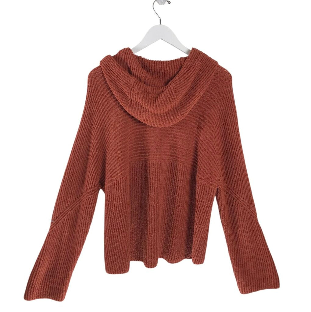 RAG & BONE KNIT HOODIE DESIGNER SWEATER RUST LARGE