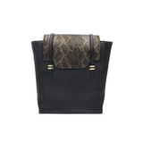 NEIMAN MARCUS FAUX LEATHER HANDBAG BLACK BRONZE