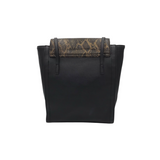 NEIMAN MARCUS FAUX LEATHER HANDBAG BLACK BRONZE