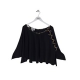 JOSEPH RIBKOFF ANIMAL PRINT TRIM DESIGNER PONCHO BLACK CREAM 22