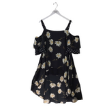 JOSEPH RIBKOFF RET$214 DAISY COLD SHOULDER HI-LOW DESIGNER DRESS BLACK WHITE 22