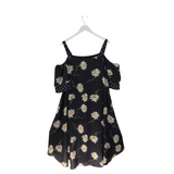 JOSEPH RIBKOFF RET$214 DAISY COLD SHOULDER HI-LOW DESIGNER DRESS BLACK WHITE 22