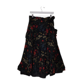 RET$398 FLORAL WRAP MIDI DESIGNER SKIRT BLACK RED 18