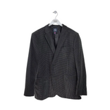 THE SAVILE ROW VELVET HOUNDSTOOTH MEN SPORTCOAT BLACK GREY 48L