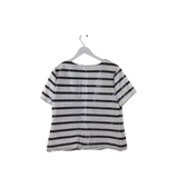 LAUREN RALPH LAUREN STRIPE SEQUIN SHORT SLEEVE TOP WHITE BLACK 14P