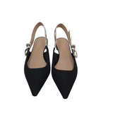 DIOR RET $990 FABRIC J'ADIOR SLINGBACK FLATS LUXE SHOES BLACK 39.5