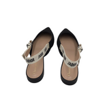DIOR RET $990 FABRIC J'ADIOR SLINGBACK FLATS LUXE SHOES BLACK 39.5